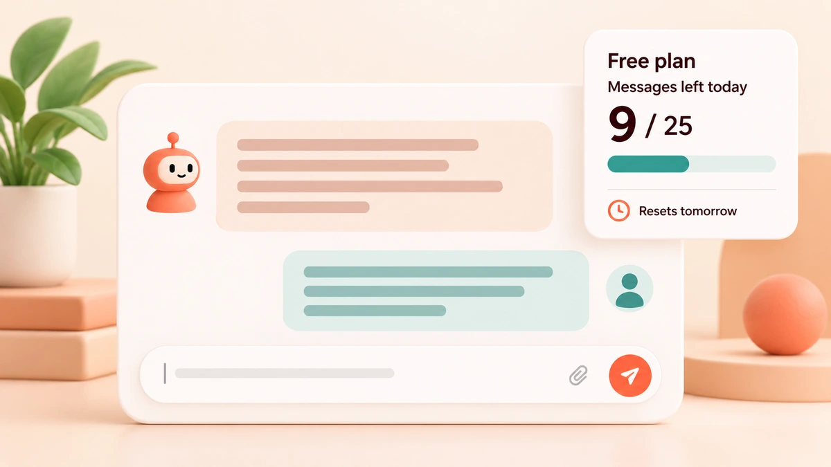 Free AI chat limits — remaining messages shown in the chat window