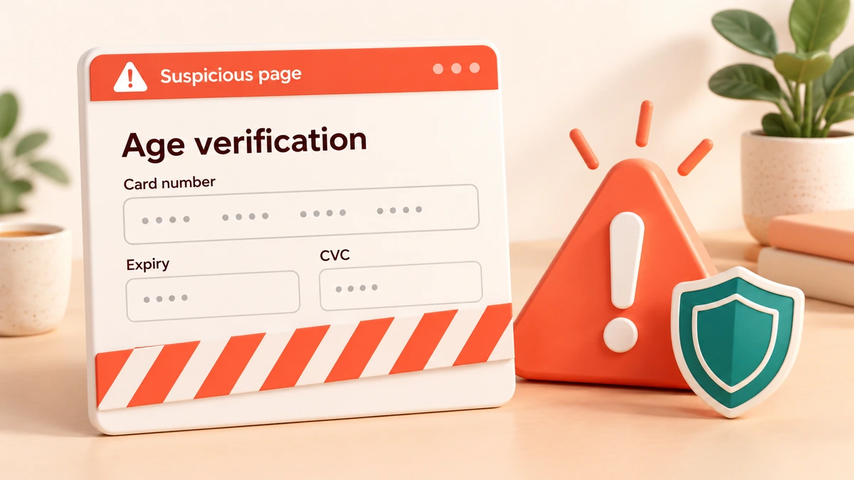 Free sex chat trap — a fake age verification page asking for card details